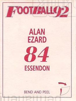 1992 Select AFL Stickers #84 Alan Ezard Back